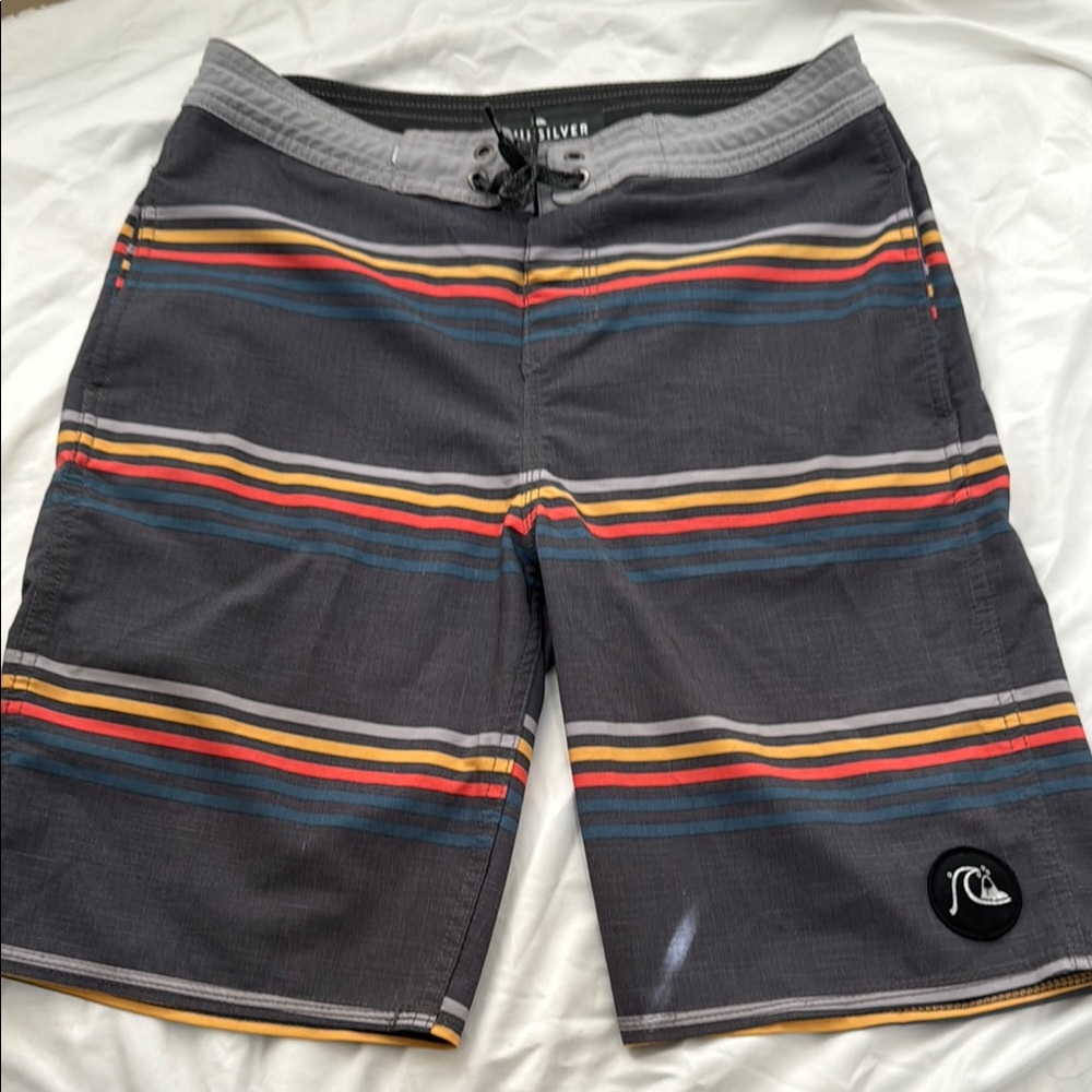 Quiksilver Men's Striped Swim Shorts - Gray
